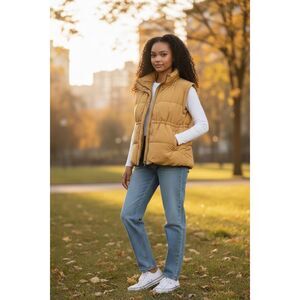 CALIA by Carrie Underwood Camel Tan Puffer Vest L/XL Quilted Zip Adjustable